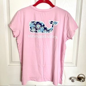 Vineyard Vines ladies fit pocket whale T pink
